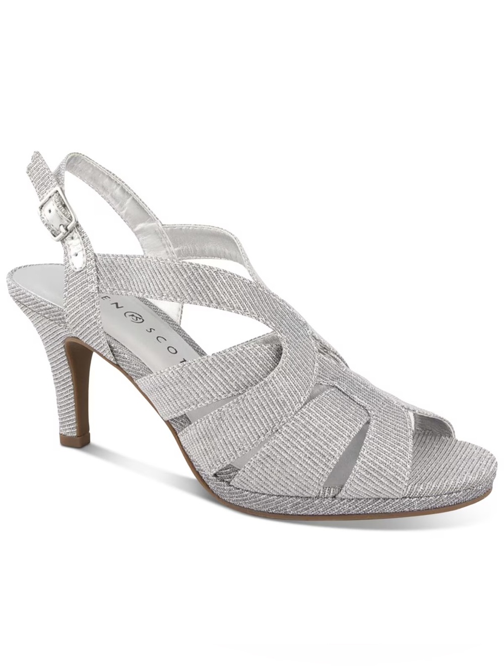 NWT Karen Scott Belindah Metallic Silver Slingback Dress Sandals Size 8M